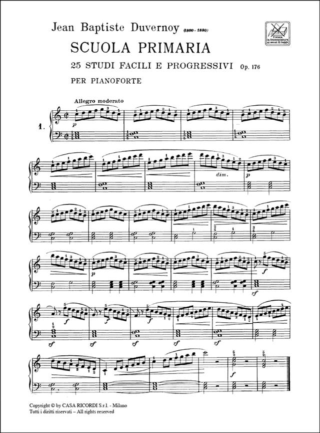 Scuola Primaria - 25 Studi Facili E Progressivi Op. 176 - pro klavír